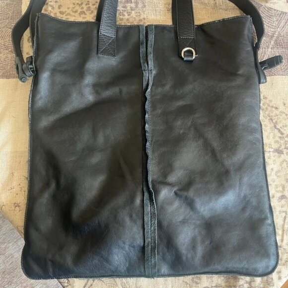Laura DiMaggio Versatile Crossbody Black Leather Bag Dual Handles Unisex Italy - Picture 1 of 10
